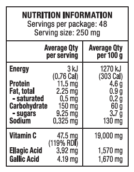 Nature2U Kakadu Plum Nutrition Info